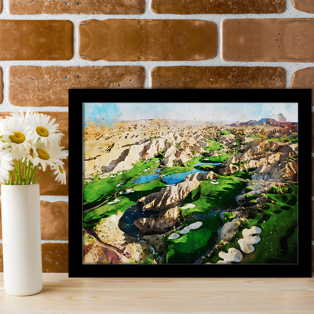 Creek Wol, Mesquite, Neved Watecolor, Golf Sport Art, Framed Art Print Wall Decor, Framed Picture
