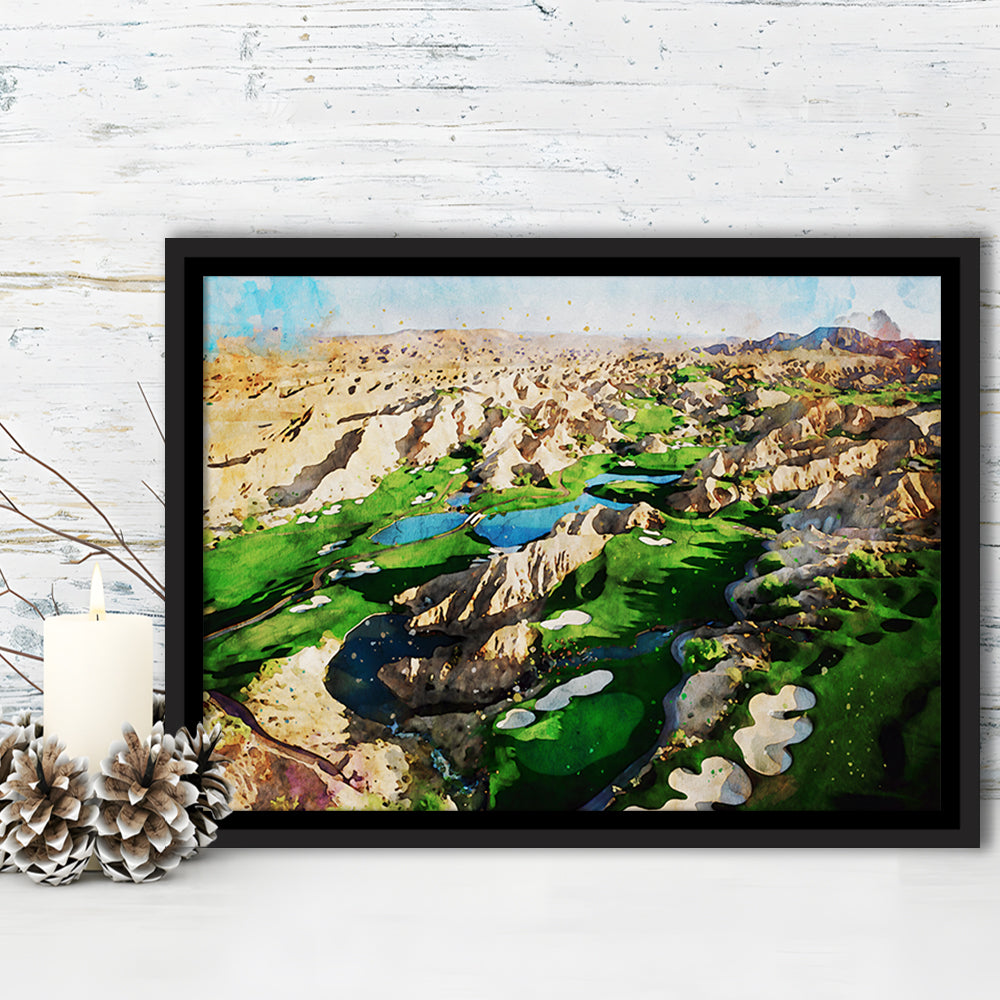 Creek Wol, Mesquite, Neved Watecolor, Golf Sport Art, Floating Framed Canvas Print Wall Art