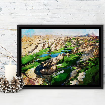Creek Wol, Mesquite, Neved Watecolor, Golf Sport Art, Floating Framed Canvas Print Wall Art