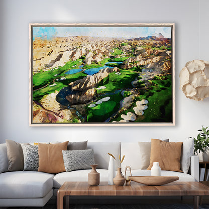 Creek Wol, Mesquite, Neved Watecolor, Golf Sport Art, Floating Framed Canvas Print Wall Art