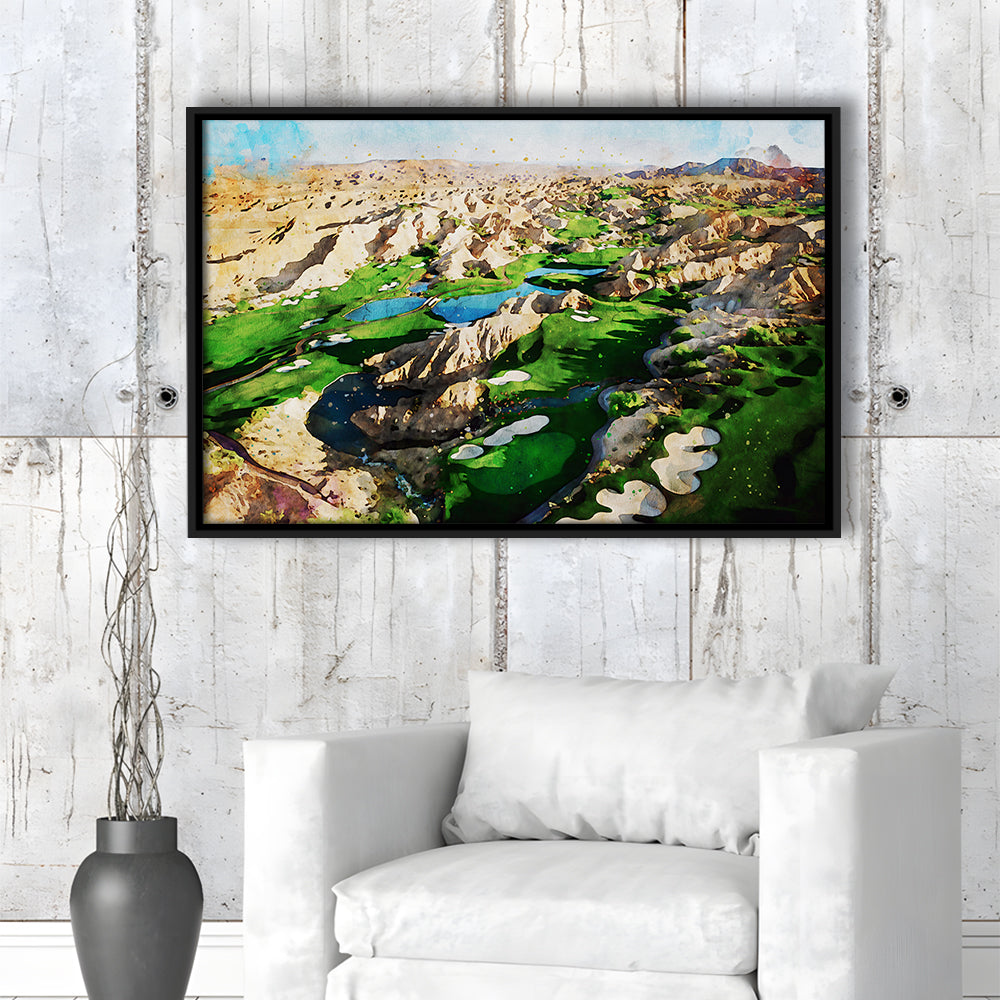 Creek Wol, Mesquite, Neved Watecolor, Golf Sport Art, Floating Framed Canvas Print Wall Art