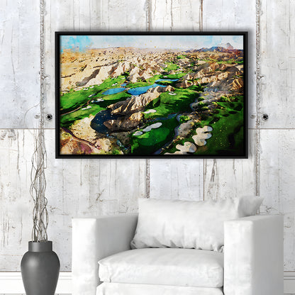 Creek Wol, Mesquite, Neved Watecolor, Golf Sport Art, Floating Framed Canvas Print Wall Art