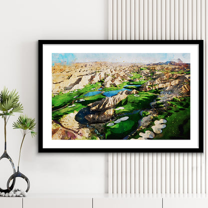 Creek Wol, Mesquite, Neved Watecolor, Golf Sport Art, Framed Art Print White Border Wall Decor