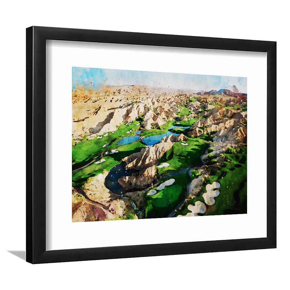 Creek Wol, Mesquite, Neved Watecolor, Golf Sport Art, Framed Art Print White Border Wall Decor