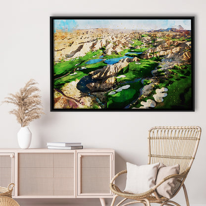 Creek Wol, Mesquite, Neved Watecolor, Golf Sport Art, Floating Framed Canvas Print Wall Art