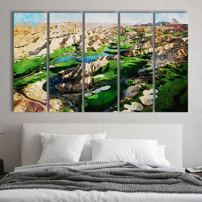 Creek Wol, Mesquite, Neved Watecolor, Golf Sport Art, Multi Panels Canvas Print Wall Art