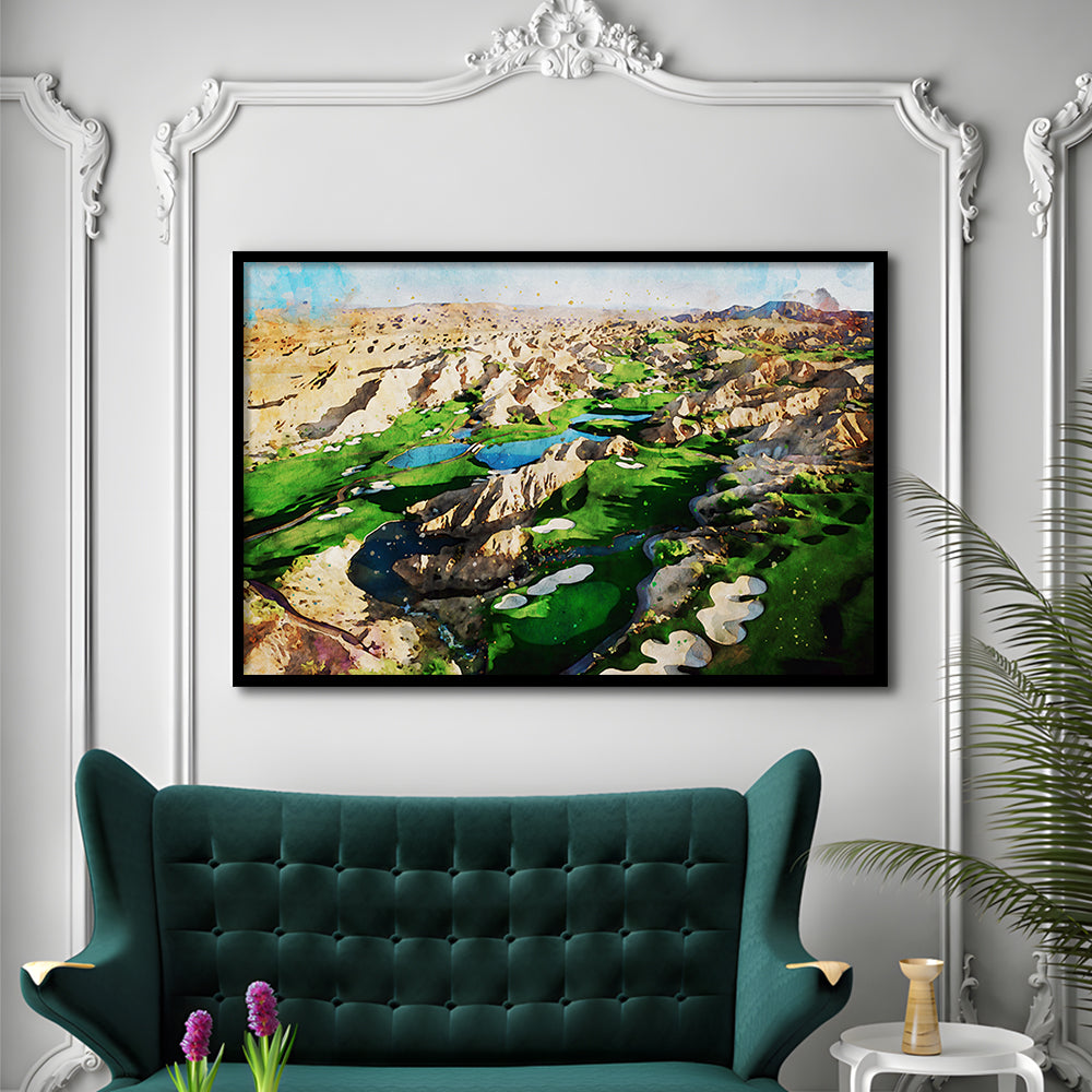 Creek Wol, Mesquite, Neved Watecolor, Golf Sport Art, Framed Art Print Wall Decor, Framed Picture
