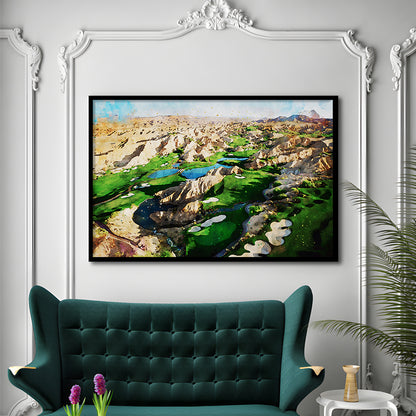 Creek Wol, Mesquite, Neved Watecolor, Golf Sport Art, Framed Art Print Wall Decor, Framed Picture