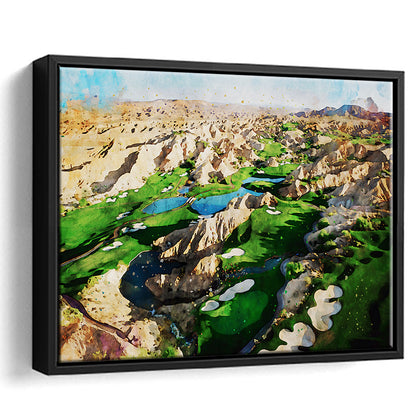 Creek Wol, Mesquite, Neved Watecolor, Golf Sport Art, Floating Framed Canvas Print Wall Art