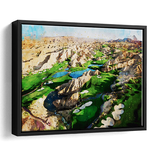 Creek Wol, Mesquite, Neved Watecolor, Golf Sport Art, Floating Framed Canvas Print Wall Art