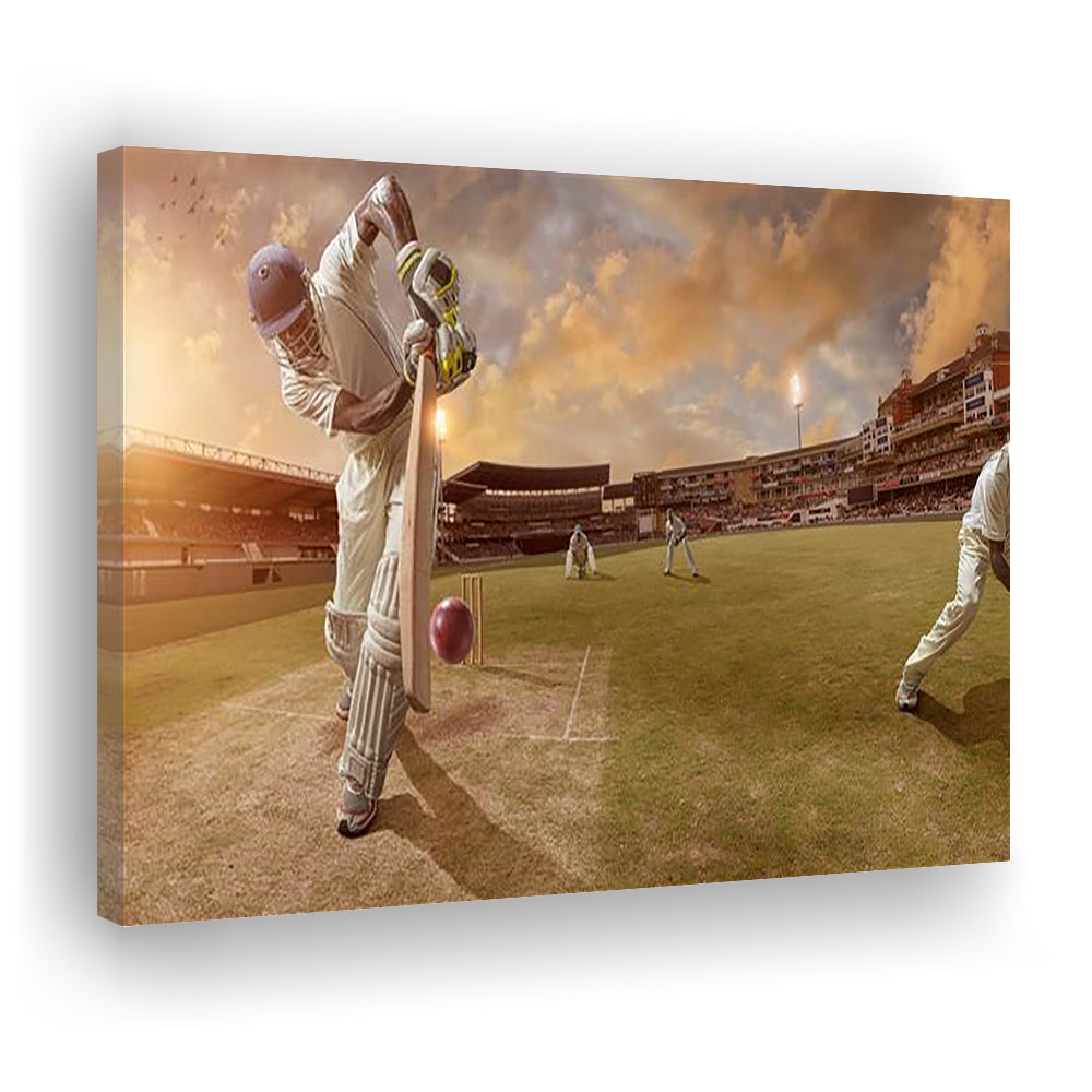 Cricket Ball and Chain, Stadium Canvas, Sport Art, Gift for him, Man Cave Decor, Art Print, Canvas Print Wall Art