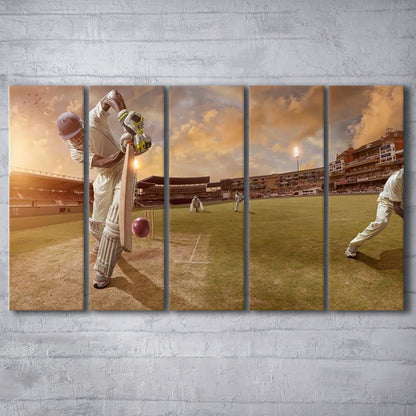 Cricket Ball and Chain, Stadium Canvas, Sport Art, 5 Panel B, Extra Large Canvas, Canvas Print Wall Art