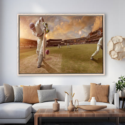 Cricket Ball and Chain, Stadium Canvas, Sport Art, Framed Canvas Print Wall Art, Floating Frame