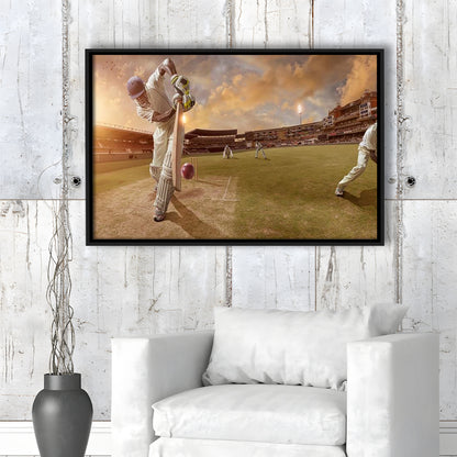 Cricket Ball and Chain, Stadium Canvas, Sport Art, Framed Canvas Print Wall Art, Floating Frame