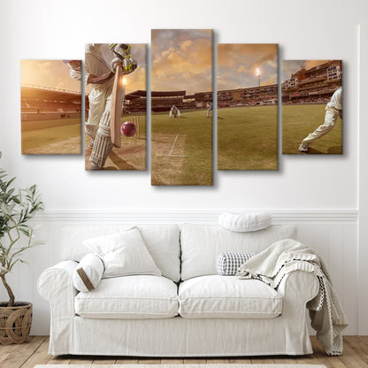 Cricket Ball and Chain, Stadium Canvas, Sport Art, Gift for him, 5 Panel, Large Canvas, Canvas Print Wall Art