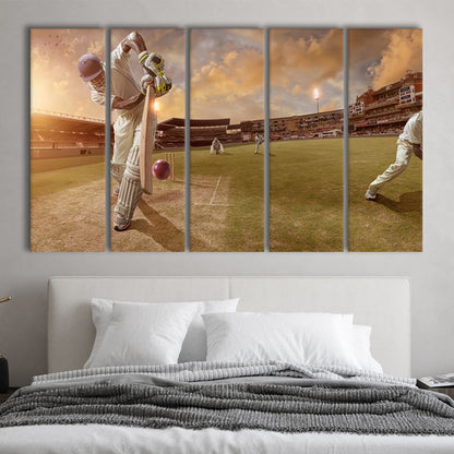 Cricket Ball and Chain, Stadium Canvas, Sport Art, 5 Panel B, Extra Large Canvas, Canvas Print Wall Art