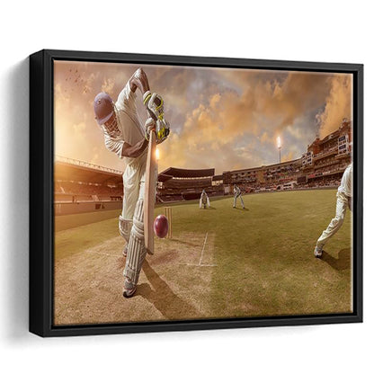 Cricket Ball and Chain, Stadium Canvas, Sport Art, Framed Canvas Print Wall Art, Floating Frame