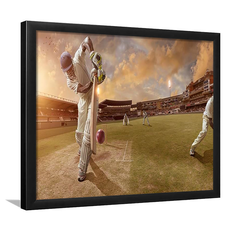 Cricket Ball and Chain, Stadium Canvas, Sport Art, Gift for him, Framed Art Print Wall Decor, Picture Framed