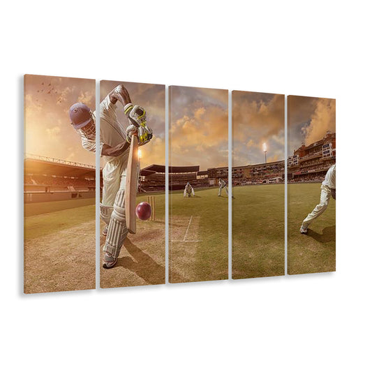 Cricket Ball and Chain, Stadium Canvas, Sport Art, 5 Panel B, Extra Large Canvas, Canvas Print Wall Art