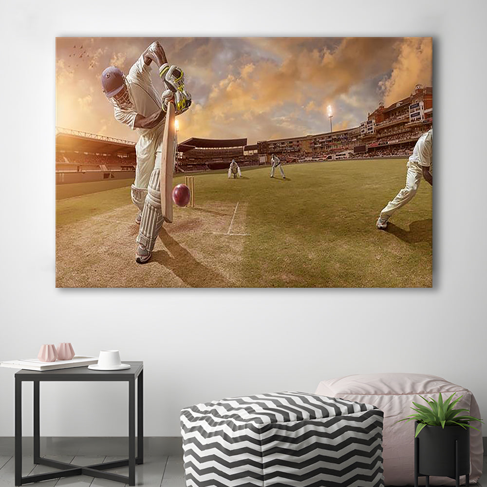 Cricket Ball and Chain, Stadium Canvas, Sport Art, Gift for him, Man Cave Decor, Art Print, Canvas Print Wall Art
