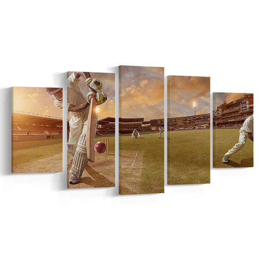 Cricket Ball and Chain, Stadium Canvas, Sport Art, Gift for him, 5 Panel, Large Canvas, Canvas Print Wall Art