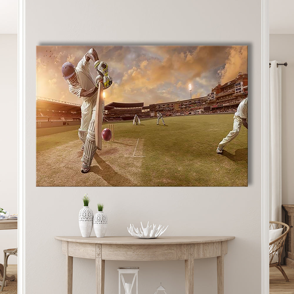 Cricket Ball and Chain, Stadium Canvas, Sport Art, Gift for him, Man Cave Decor, Art Print, Canvas Print Wall Art