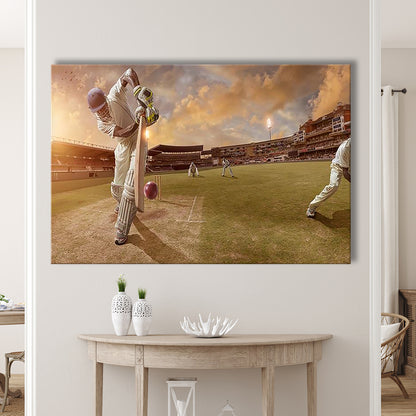 Cricket Ball and Chain, Stadium Canvas, Sport Art, Gift for him, Man Cave Decor, Art Print, Canvas Print Wall Art