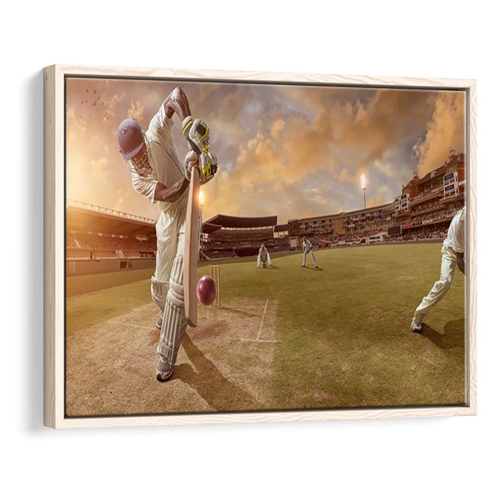 Cricket Ball and Chain, Stadium Canvas, Sport Art, Framed Canvas Print Wall Art, Floating Frame