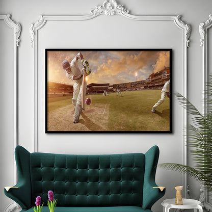 Cricket Ball and Chain, Stadium Canvas, Sport Art, Gift for him, Framed Art Print Wall Decor, Picture Framed