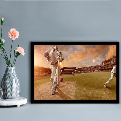 Cricket Ball and Chain, Stadium Canvas, Sport Art, Gift for him, Framed Art Print Wall Decor, Picture Framed