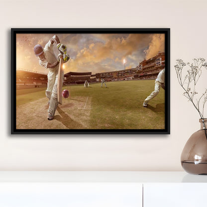 Cricket Ball and Chain, Stadium Canvas, Sport Art, Framed Canvas Print Wall Art, Floating Frame