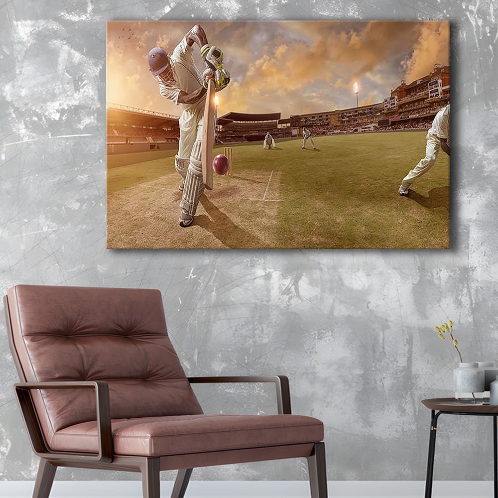Cricket Ball and Chain, Stadium Canvas, Sport Art, Gift for him, Man Cave Decor, Art Print, Canvas Print Wall Art