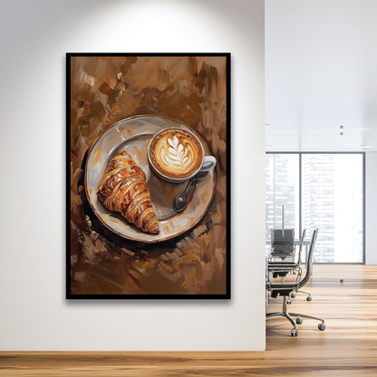Croissant & Coffee Art Print Kitchen Decor Croissant Trendy, Framed Art Print Wall Decor, Picture Framed