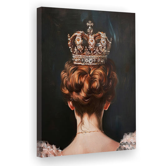 Crown Art Print Academia Renaissance Painting of Queen Vintage Print, Canvas Print Wall Art, Wall Decor, Painting Canvas