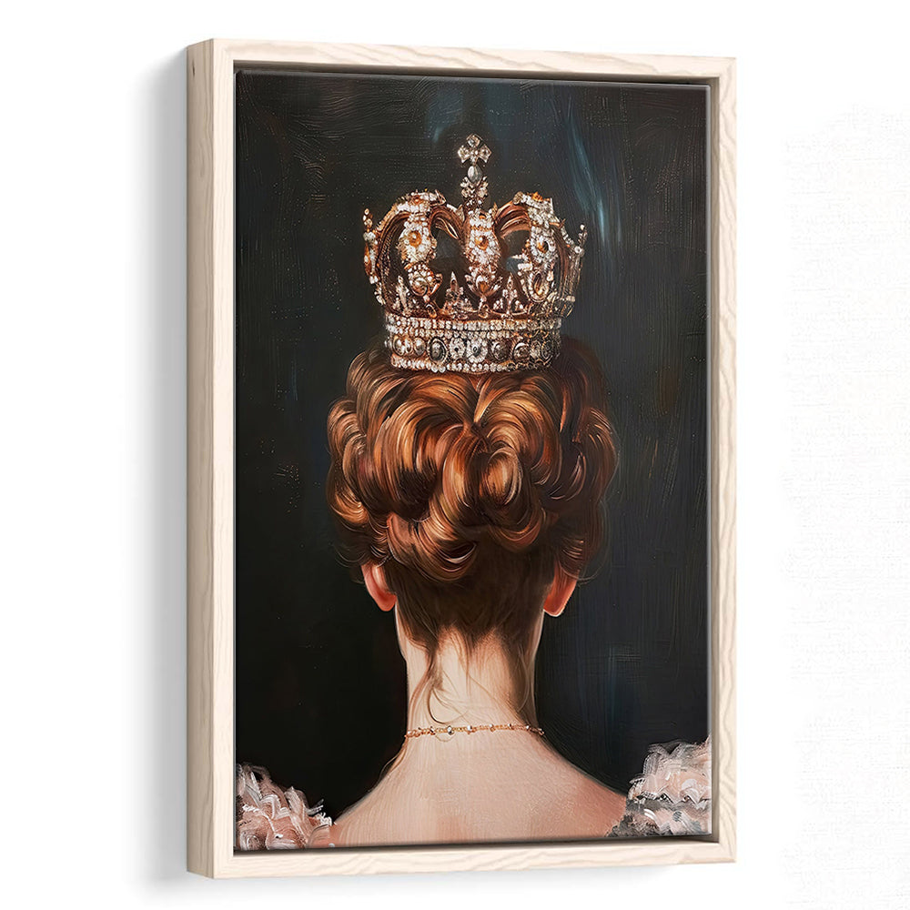 Crown Art Print Academia Renaissance Painting of Queen Vintage Print, Framed Canvas Print Wall Art, Floating Frame