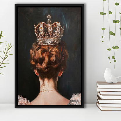 Crown Art Print Academia Renaissance Painting of Queen Vintage Print, Framed Canvas Print Wall Art, Floating Frame