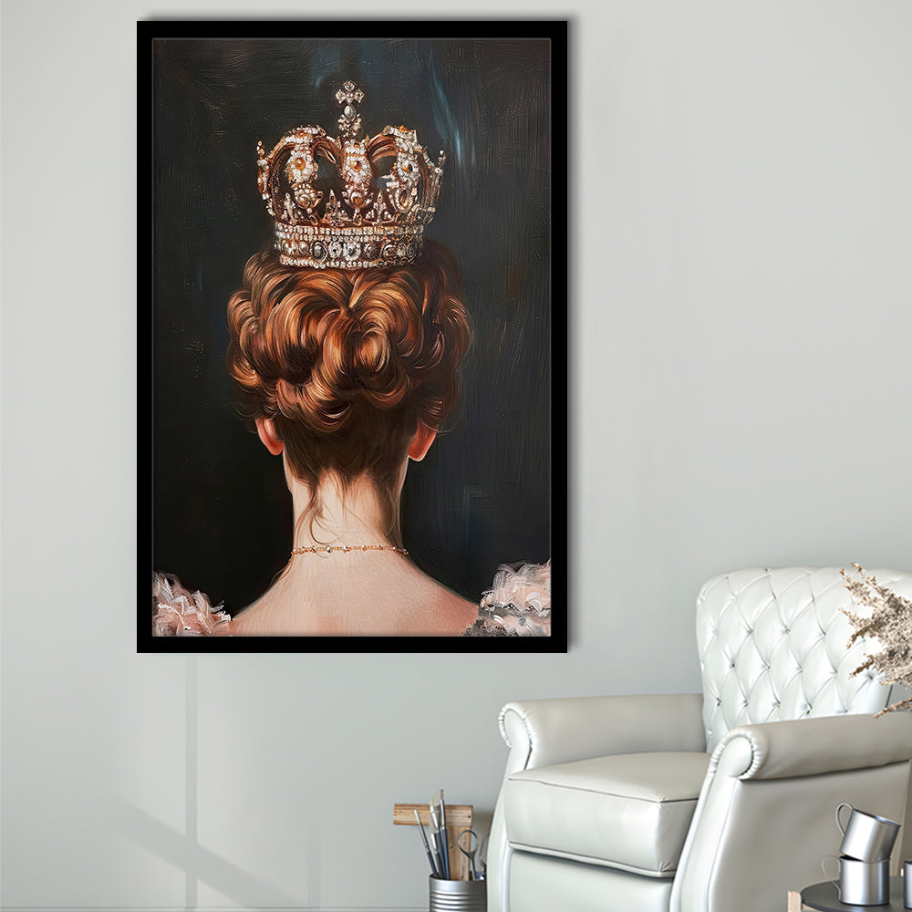 Crown Art Print Academia Renaissance Painting of Queen Vintage Print, Framed Art Print Wall Decor, Picture Framed