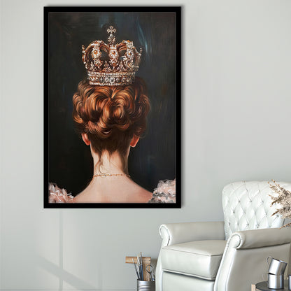Crown Art Print Academia Renaissance Painting of Queen Vintage Print, Framed Art Print Wall Decor, Picture Framed