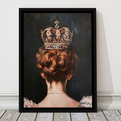 Crown Art Print Academia Renaissance Painting of Queen Vintage Print, Framed Canvas Print Wall Art, Floating Frame