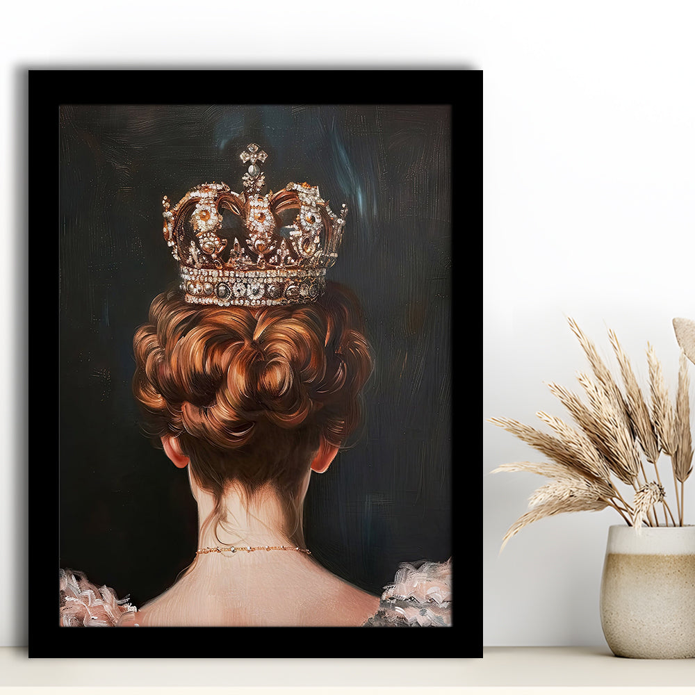 Crown Art Print Academia Renaissance Painting of Queen Vintage Print, Framed Art Print Wall Decor, Picture Framed