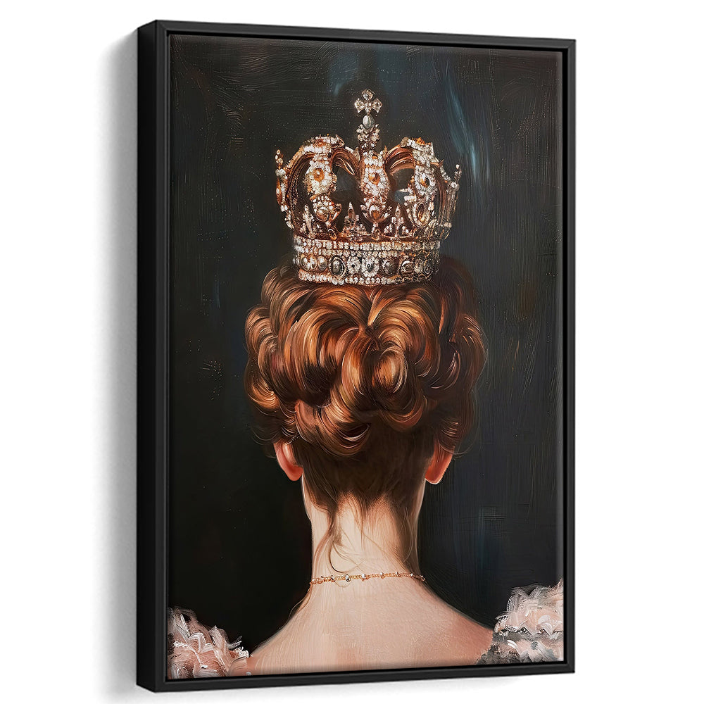 Crown Art Print Academia Renaissance Painting of Queen Vintage Print, Framed Canvas Print Wall Art, Floating Frame