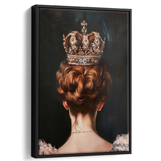 Crown Art Print Academia Renaissance Painting of Queen Vintage Print, Framed Canvas Print Wall Art, Floating Frame