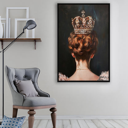 Crown Art Print Academia Renaissance Painting of Queen Vintage Print, Framed Canvas Print Wall Art, Floating Frame