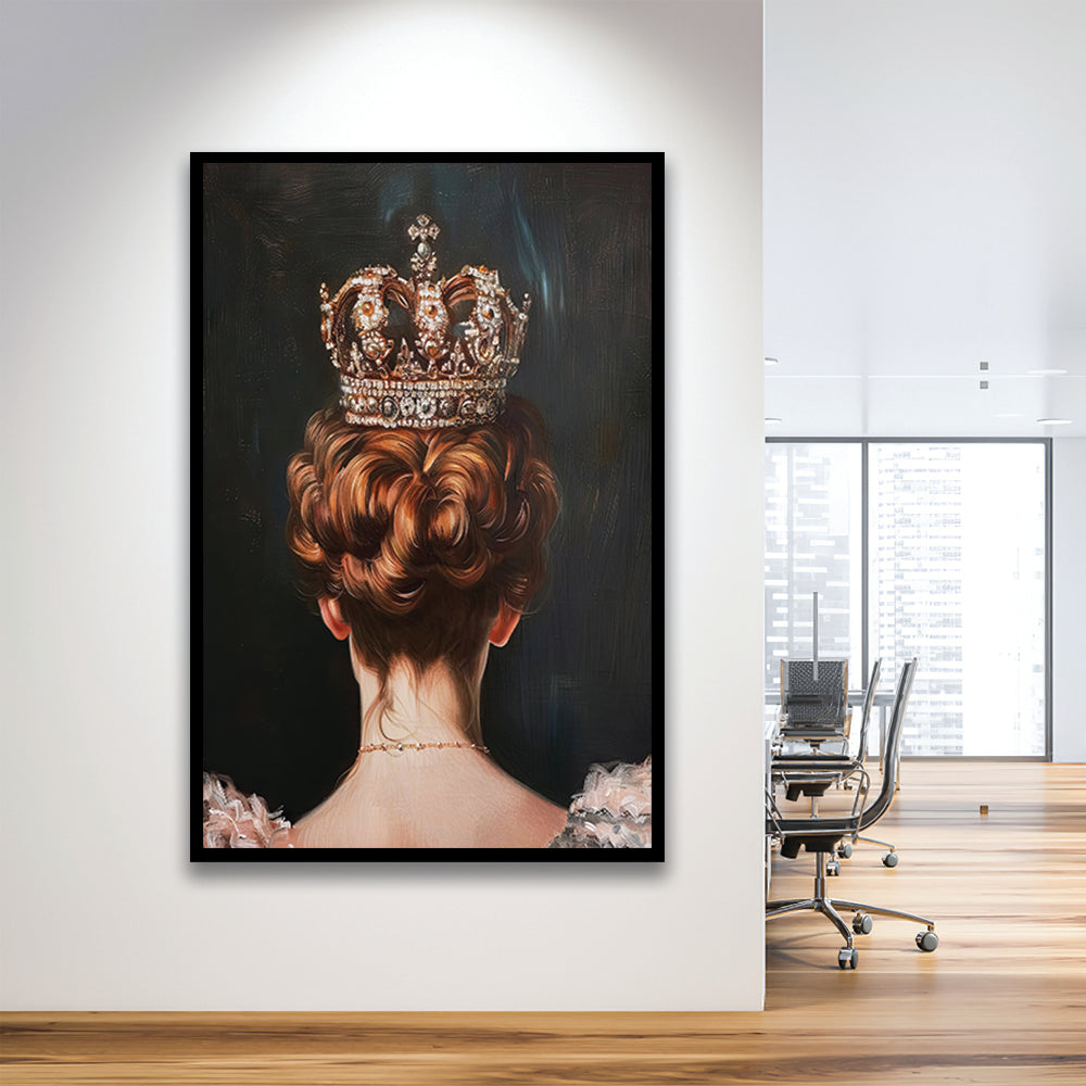 Crown Art Print Academia Renaissance Painting of Queen Vintage Print, Framed Art Print Wall Decor, Picture Framed