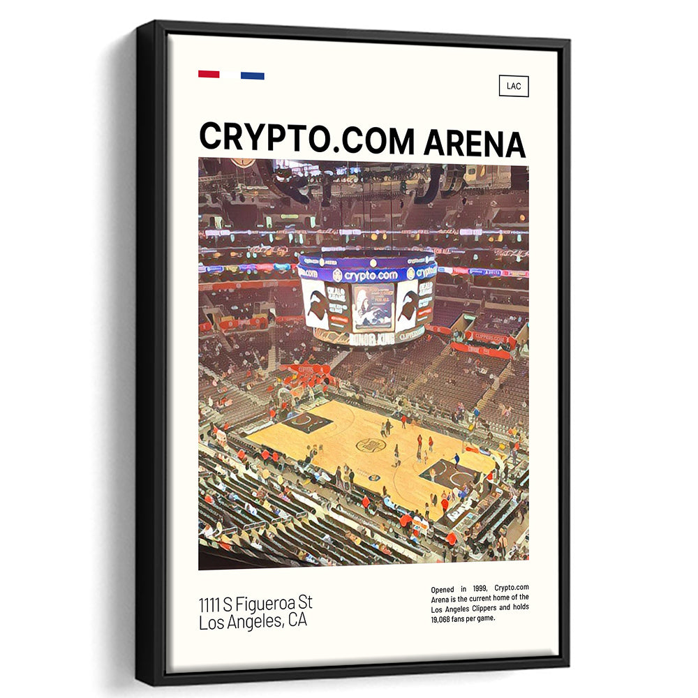 Crypto.com Arena Print, Los Angeles Clippers Stadium Canvas Art, Man Cave Gift, Floating Framed Canvas Print Wall Art