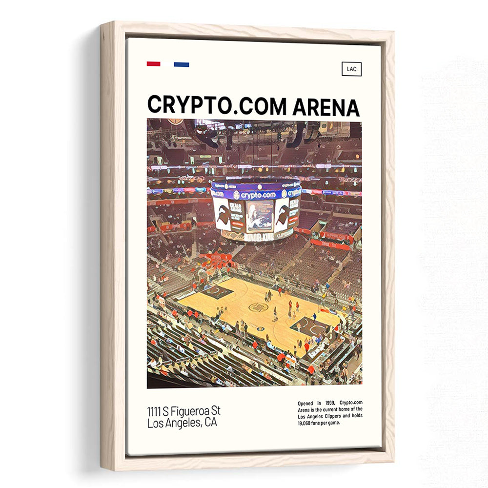 Crypto.com Arena Print, Los Angeles Clippers Stadium Canvas Art, Man Cave Gift, Floating Framed Canvas Print Wall Art