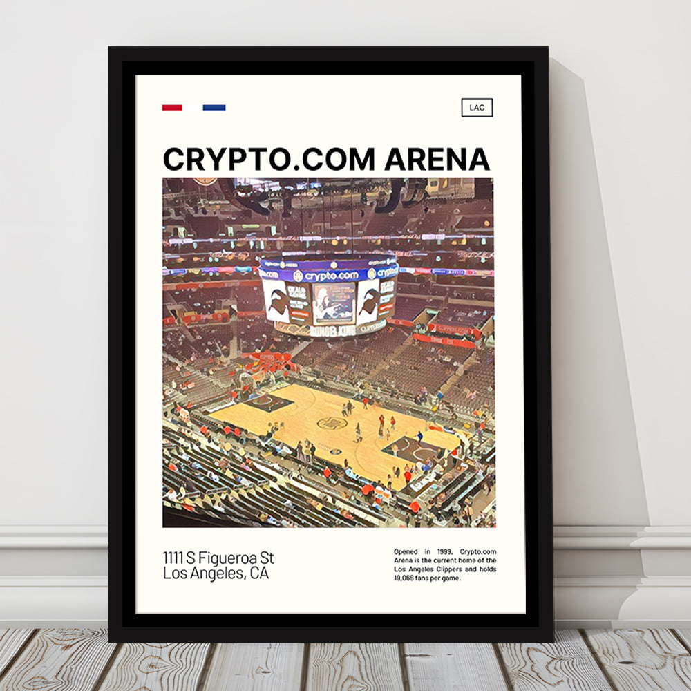 Crypto.com Arena Print, Los Angeles Clippers Stadium Canvas Art, Man Cave Gift, Floating Framed Canvas Print Wall Art