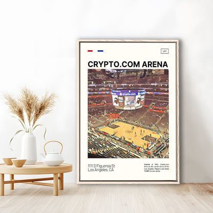 Crypto.com Arena Print, Los Angeles Clippers Stadium Canvas Art, Man Cave Gift, Floating Framed Canvas Print Wall Art