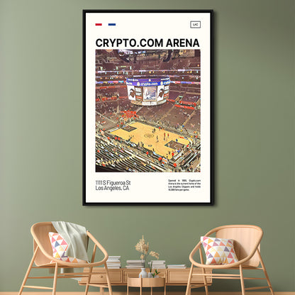 Crypto.com Arena Print, Los Angeles Clippers Stadium Canvas Art, Man Cave Gift, Floating Framed Canvas Print Wall Art
