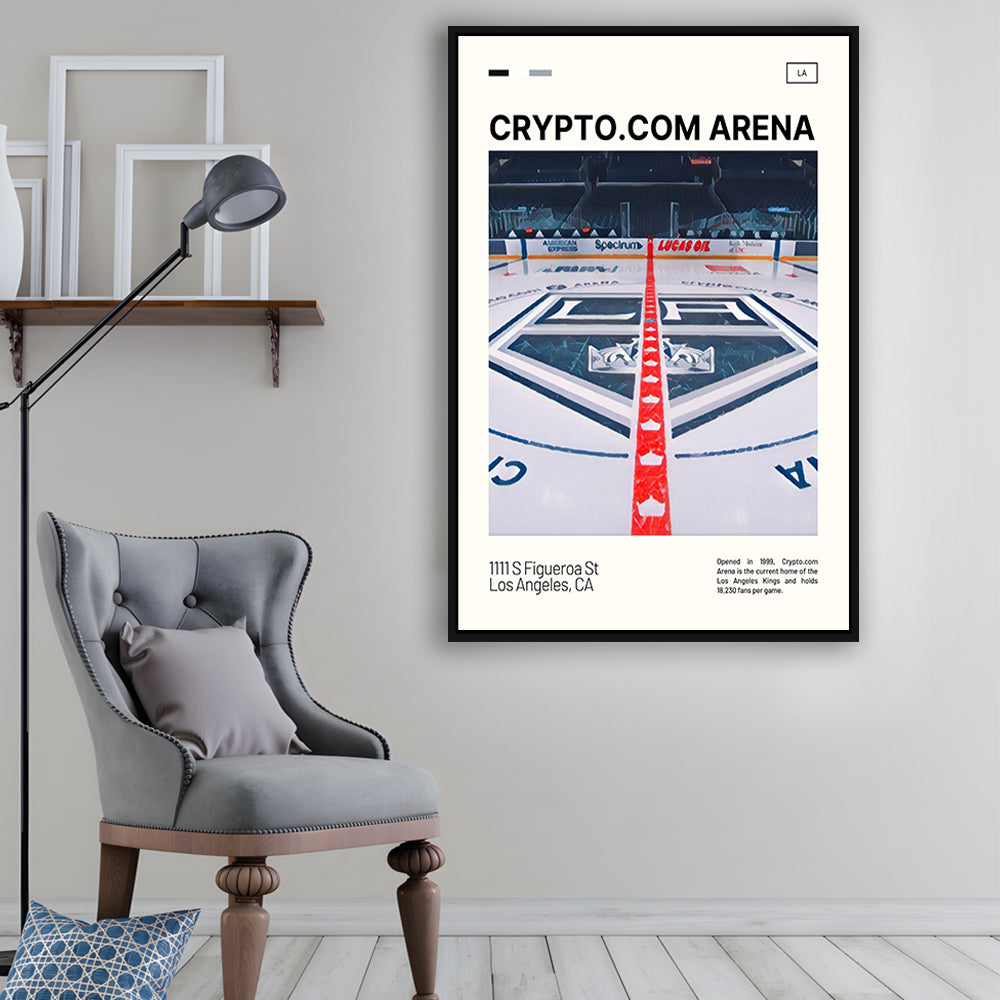 Crypto.com Arena Print, Los Angeles Kings Stadium Canvas Art, Man Cave Gift, Floating Framed Canvas Print Wall Art